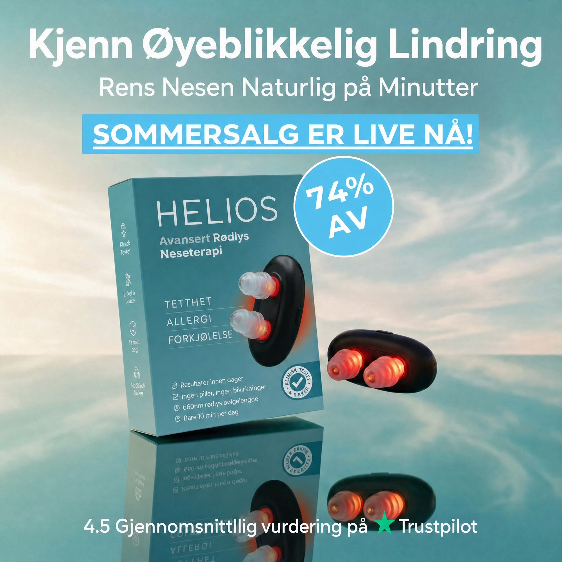 HeliosBreathe™ Neselindring med rødt lys